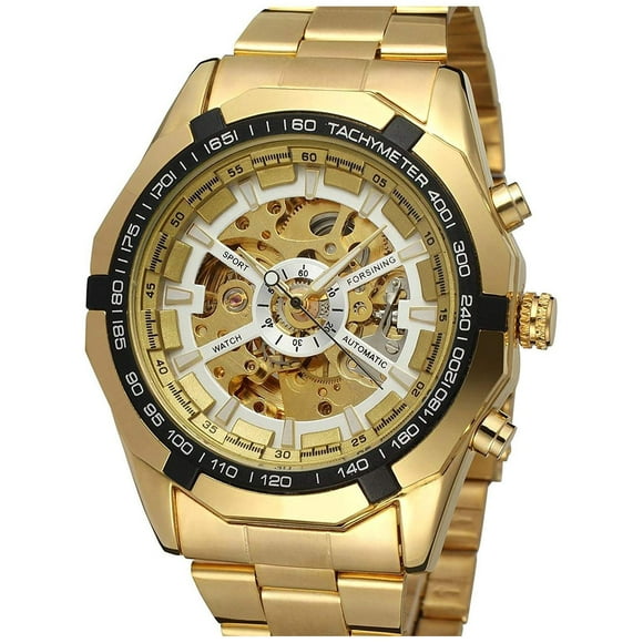 FANMIS Montres Squelettes pour Hommes Montre Automatique de Luxe avec Bracelet en Acier Inoxydable Montre-Bracelet