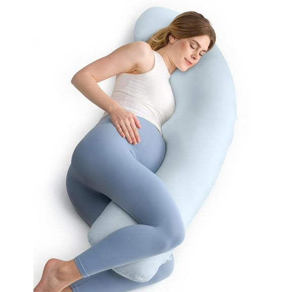 Pregnancy Pillows for Side Sleeping, J Shaped Maternity Body Pillow for Pregnancy, Soft Pregnancy Pillow for Head Neck Belly Support, Blue