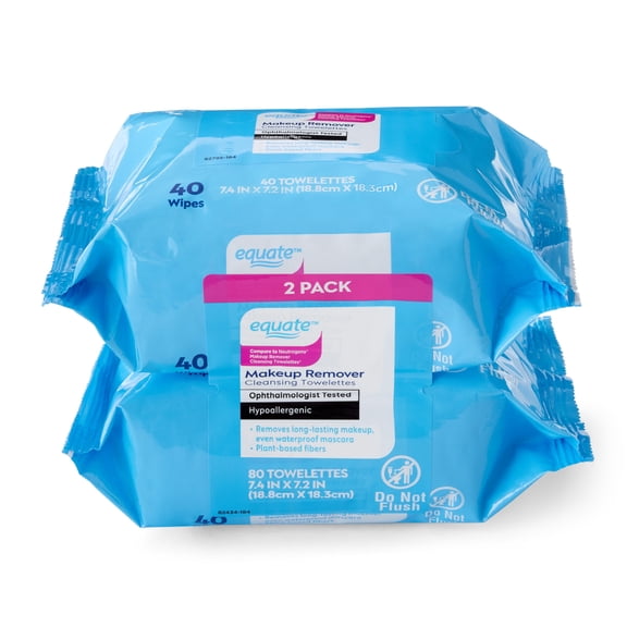 Equate Makeup Remover Cleansing Towelettes, 80 Count