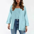 thumbnail image 2 of Feancey Linen Cardigans for Women Open Front Long Sleeve Kimonos Loose Fit Casual Beach Coverups Lightweight Cardigan Jacket Light Blue M, 2 of 9
