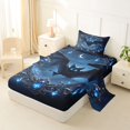 thumbnail image 2 of Manfei Black Bats Twin Sheets,Spooky Halloween Theme Bedding,Blue,3 Pieces,1 Fitted Sheet and 1 Pillowcase, 2 of 6