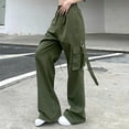 thumbnail image 5 of Palazzo Cargo Pants for Women Relax Fit Baggy Bootleg Pants Y2K Teen Girls Trendy Low Waist Parachute Pants Trousers, 5 of 7