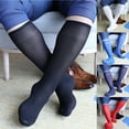thumbnail image 4 of Mens Wide Striped Toe Sheer Business Dress Socks Silk High Thin Breathable, 4 of 12