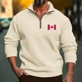 thumbnail image 2 of Mens Shirts Mens Canadian Flag Graphic Pullover Fall Shirt Long Sleeve Quarter Zip Sweatshirt Men Fashion Patriotic Print Tops, 2 of 7