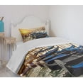 thumbnail image 4 of Ambesonne Venice Quilted Bedspread Set 2 Pcs, Gondolas Line on Water, Twin Size, Blue Yellow, 4 of 6