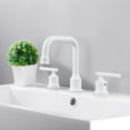 thumbnail image 5 of WOWOW Bathroom Sink Faucet 3 Hole 2 Handle White Basin Faucet with Drain, 5 of 7
