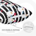 Black White Striped Cute Chicken Throw Pillow Covers 16" x 24
