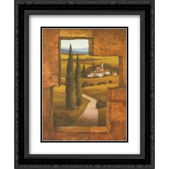 Tuscan Villa I 2x Matted 15x18 Black Ornate Framed Art Print by T C Chiu