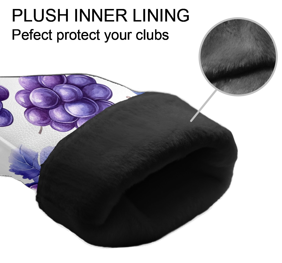 Golf Club Covers PU Leather Waterproof Head Covers for Fairway Woods Hybrids Grape