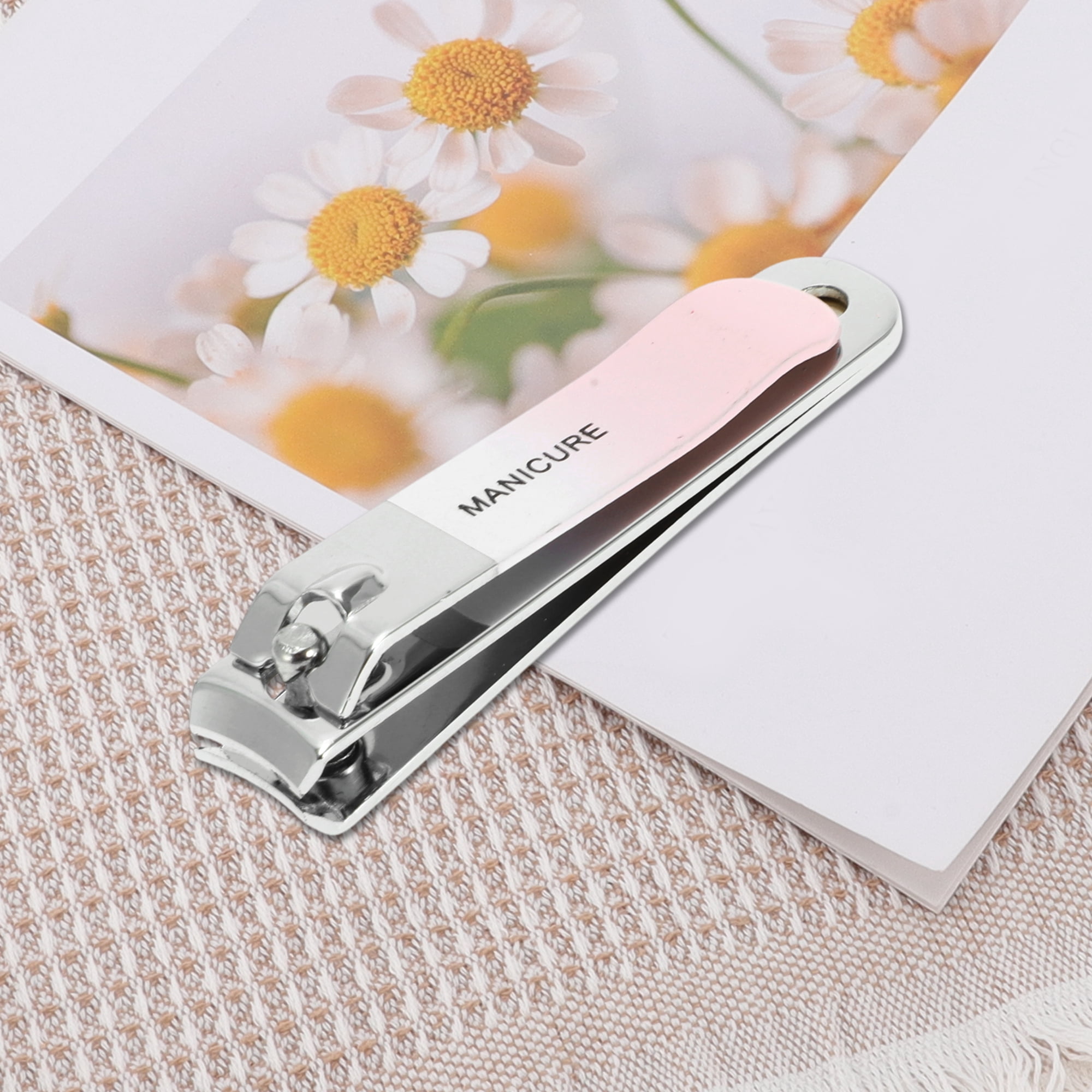 Unique Bargains 1pc Gradient Small Carbon Steel Flat Nail Clippers 2.36" Length Pink