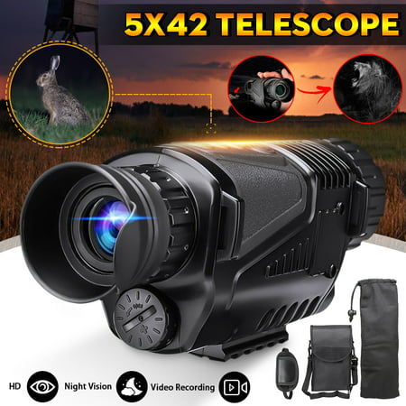 Day Night Vision 5X Monocular Binoculars HD Recording Camera Zoom Infrared Monocular Binoculars Scope Hunting USB Video Recording Camera 5X42 Telescopes For Hiking