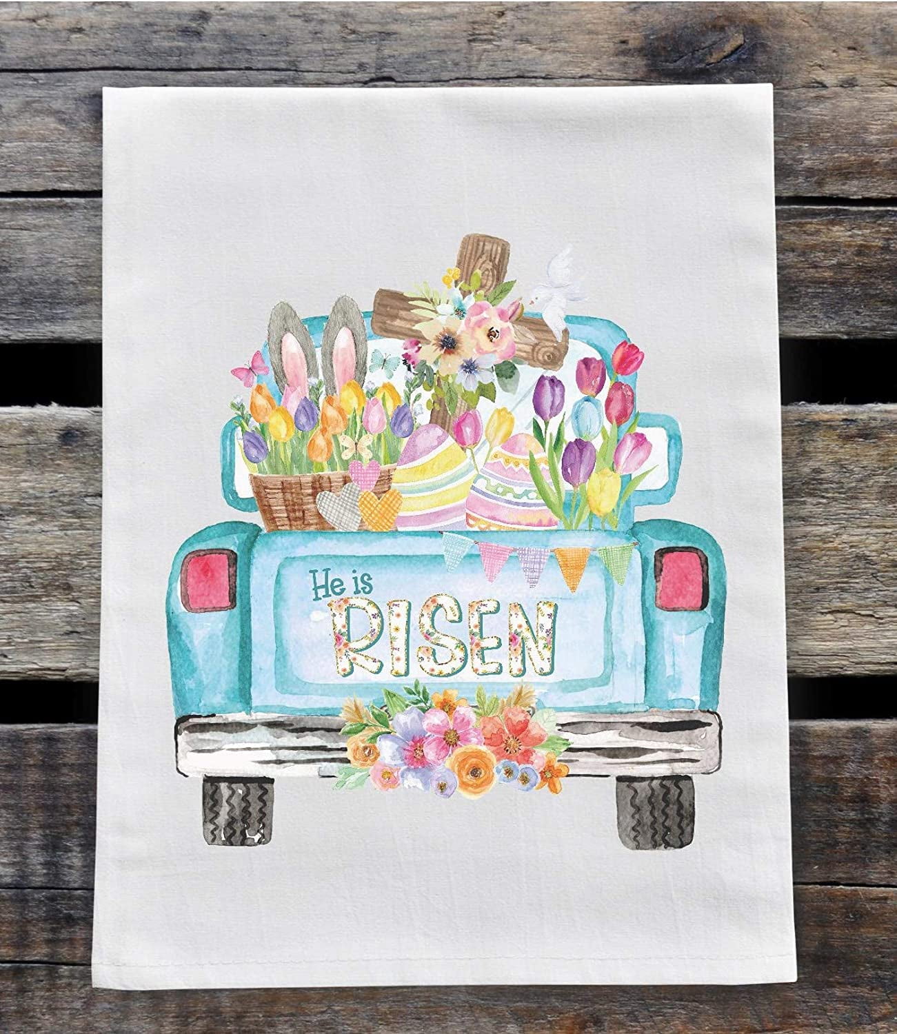 Happy Springtime Easter Bunny Cotton Flour Sack Dish Towel Primitives By Kathy