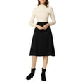 thumbnail image 2 of INSPIRE CHIC Women's Casual Stretchy Faux Suede Pockets A-Line Midi Skirt with Belt XL Black, 2 of 6