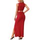 thumbnail image 3 of Conjunto de falda casual para mujer INSPIRE CHIC de 2 piezas, top sin mangas, falda con abertura y lazo, color rojo, 3 of 5