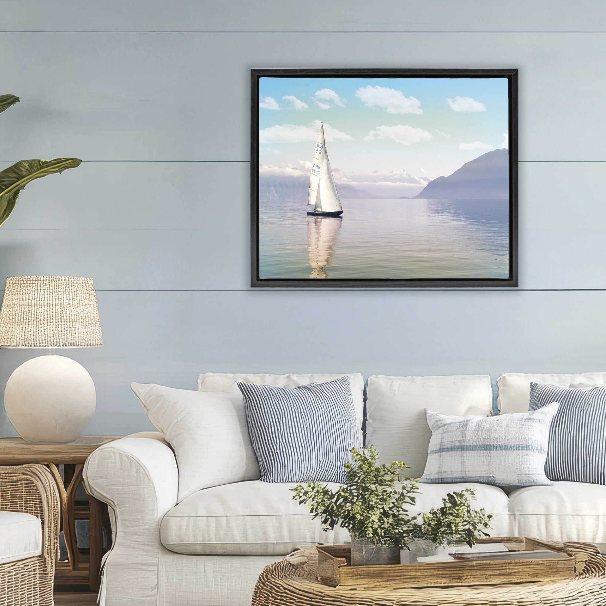 Stupell Industries Ocean Sails Lounging Black Framed Floater Canvas Wall Art, design by Marcus Prime
