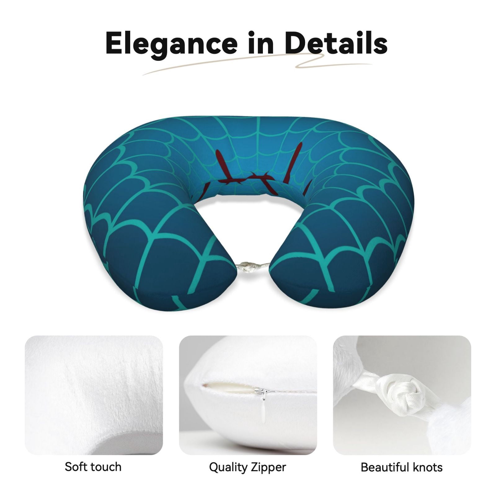 Xecao Spider And Cobweb Print Memory Foam Cervical Neck Pillow Versatile U-Shaped Pillows for Home,Office,Camping,Travelling,Soft Washable Cover