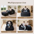 thumbnail image 6 of BYBYME Chaise Lounge Chair,No Assembly Cloud Plush Corduroy Upholstered Sofa Bed,Boneless Chaise with 3 Pillows,Cozy Sleeper Couch for Living Roomwith Ottoman,Black, 6 of 9
