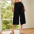 thumbnail image 5 of Lumtrix Womens Wide Leg Capri Pants 2026 Spring Summer Baggy High Waisted Trendy Cropped Trousers with Pockets Black XL, 5 of 6