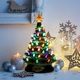 thumbnail image 7 of SUGIFT 15'' Pre-lit Hand-Painted Ceramic Tabletop Christmas Tree Green, 7 of 7