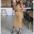 thumbnail image 4 of Juebong Maternity Sundresses for Pregnant Women Summer Round Neck Sleeveless Dress Solid Color Long Maternity Cocktail Dress Pregnancy Dresses for Photoshoot, 4 of 4