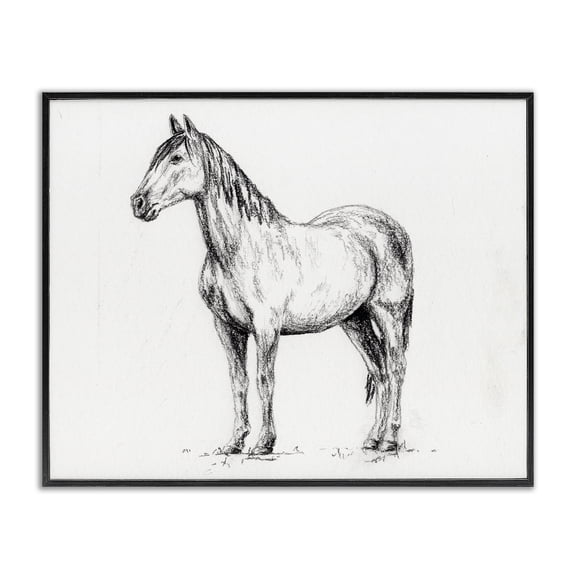 Stupell Industries Horse In Charcoal Black Framed Giclee Art, design by Leah Noel Art