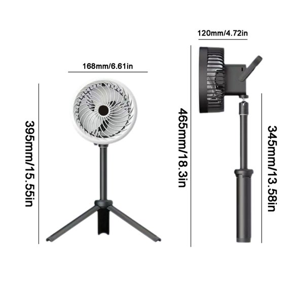 Ventilateur d'Éclairage sur Trépied pour Camping en Plein Air - Ventilateur Portatif Rechargeable à Poser Ou à Accrocher