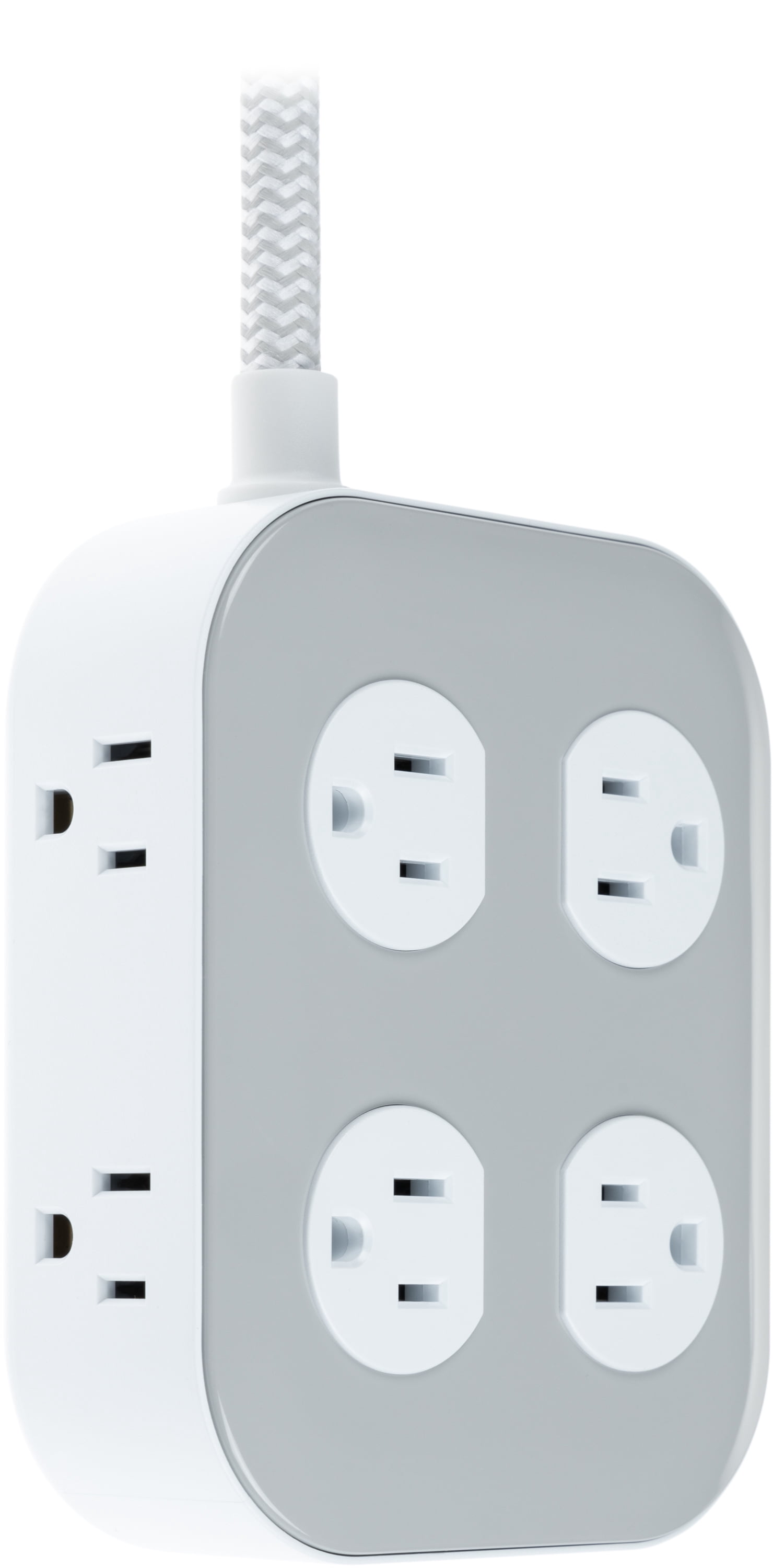 GE Surge Protector, 10-Outlet Power Strip, 2100 Joules, 4ft Braided Cord, Gray/White