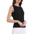 thumbnail image 4 of INSPIRAR CHIC Blusa sin mangas de verano para mujeres, blusas de tanque con cuentas, casual para trabajo y oficina, 2XL, negra, 4 of 5