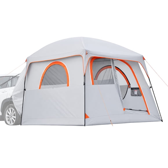 VEVOR Large SUV Tent for 6 Person, 10 x 9 FT 3-Season SUV Tailgate Tent with Ventilated Doors & Mesh Windows, PU2000mm Waterproof Dual-Use Car Rear Hatch Tents for Outdoor Camping Hiking