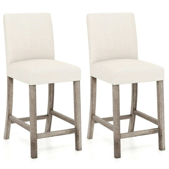 Resenkos Kitchen Counter Bar Chairs, Bar Stools,Counter Height Bar Stools Set of 2 with Back and Footrest-Beige