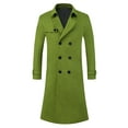 thumbnail image 5 of INSPIRE CHIC Winter Trench Coat for Men's Double Breasted Formal Notched Lapel Long Overcoat L Olive Green, 5 of 6