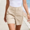 thumbnail image 4 of cocolona Womens Summer Casual High Waist Bermuda Shorts Elastic Button Waist Straight Wide Leg Work Beach Shorts with Pockets, 4 of 5