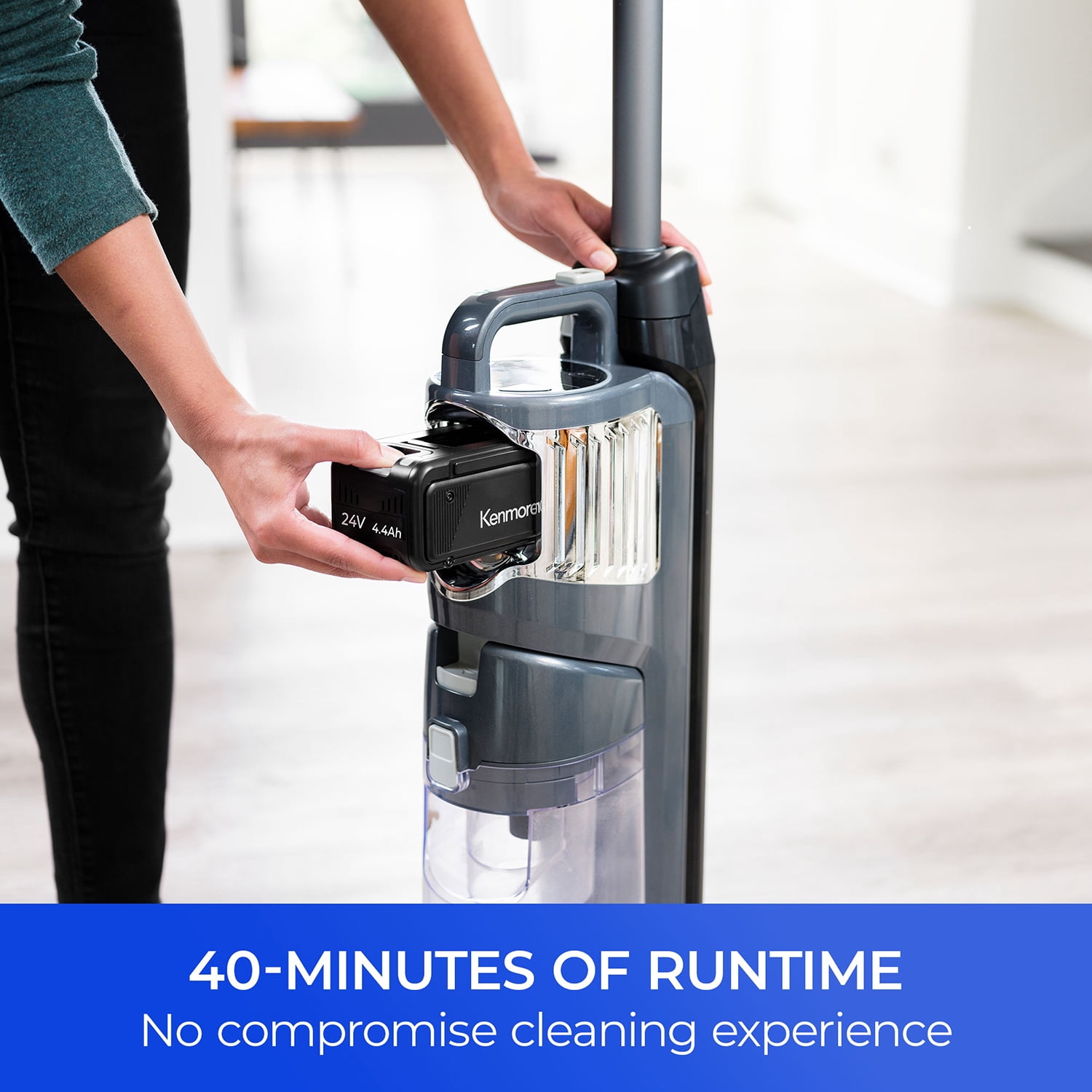 Kenmore Elite Litening™ Bagless Upright Vacuum Pet Friendly, 24V Cordless Power, Lift-up Canister, Hair Eliminator Brushroll Nozzle, CU7001, Black