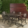 thumbnail image 6 of GDF Studio Honolulu Outdoor Cast Aluminum 7 Piece Dining Set, Hammered Bronze, 6 of 11
