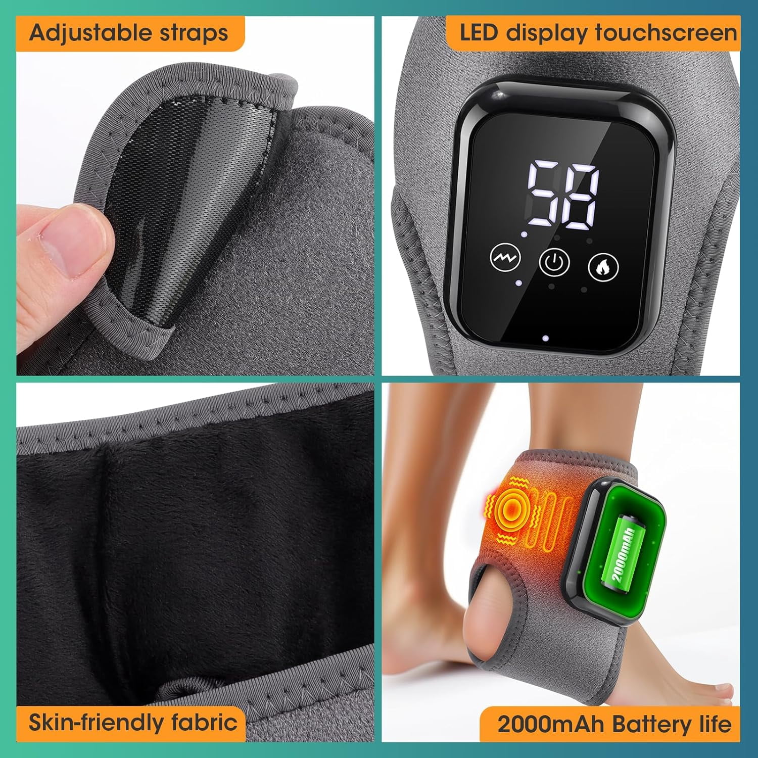 Ankle Massager for Pain Relief, Heating Pad for Ankle and Foot with Rechargeable, Thermal Wrap for Achilles Tendon(1 pc)
