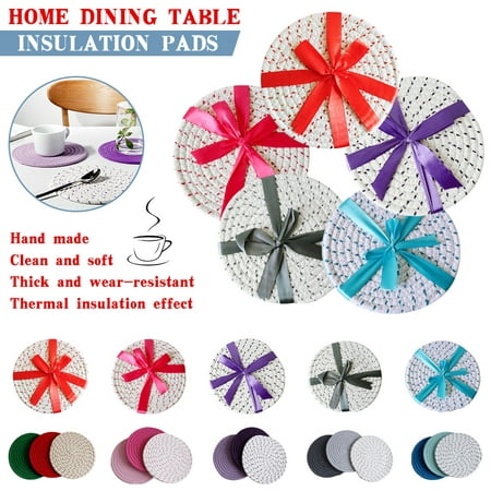

HAOAN Potholders Set Trivets Set 100% Pure Cotton Thread Weave Hot Pot Holders Set (Set of 3) Stylish Coasters Hot Pads Hot Mats Spoon Rest For Cooking and Baking by Diameter 7 Inches