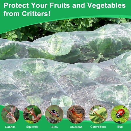 Garden Netting, 2 Pack 16.5x6.7FT Ultra Fine Mesh Netting Pest Barrier Protection Bird Mosquito Net Plants Cover for Vegetables Fruits Flowers Crops Greenhouse Row Cover Raised Bed Patio