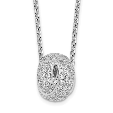 925 Sterling Silver Cable Necklace with Pendants Chain Brilliant Embers 122 Stone 18 inch Micro Pav‚ CZ Love Knot 2 Extender 20 8 mm