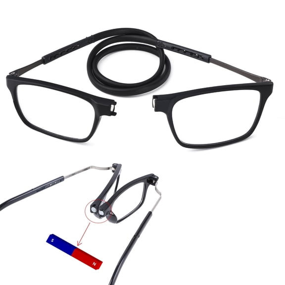 Magnetic Reading Glasses for Men & Women,Flexible Blue Light Blocking Presbyopia Glasses,Neck Hanging Anti Blue Ray Readers for Eyestrain Relief 2x