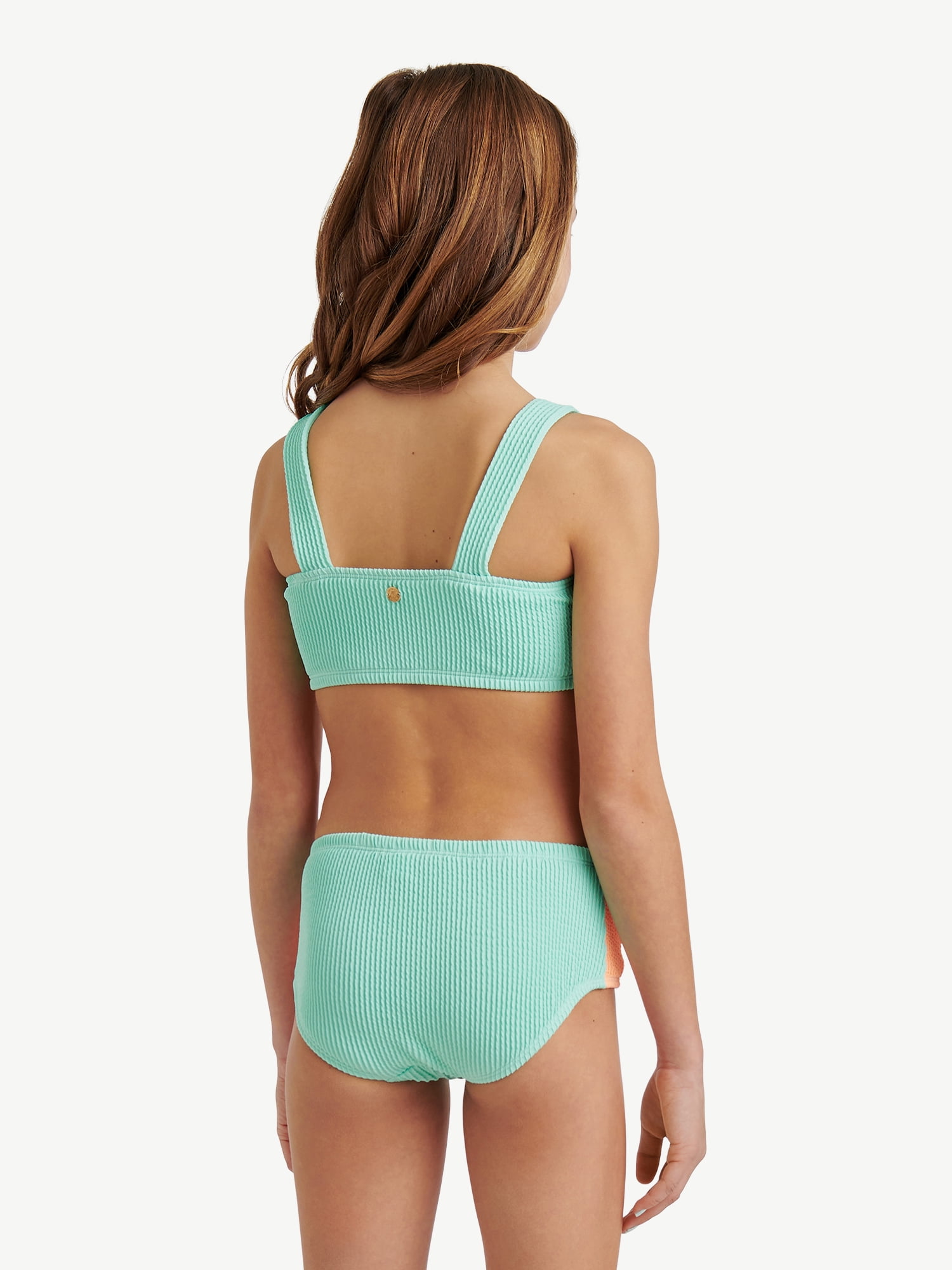 Justice Girls Color Blocked Popcorn Color Bikini Swimsuit , Sizes XS-XL