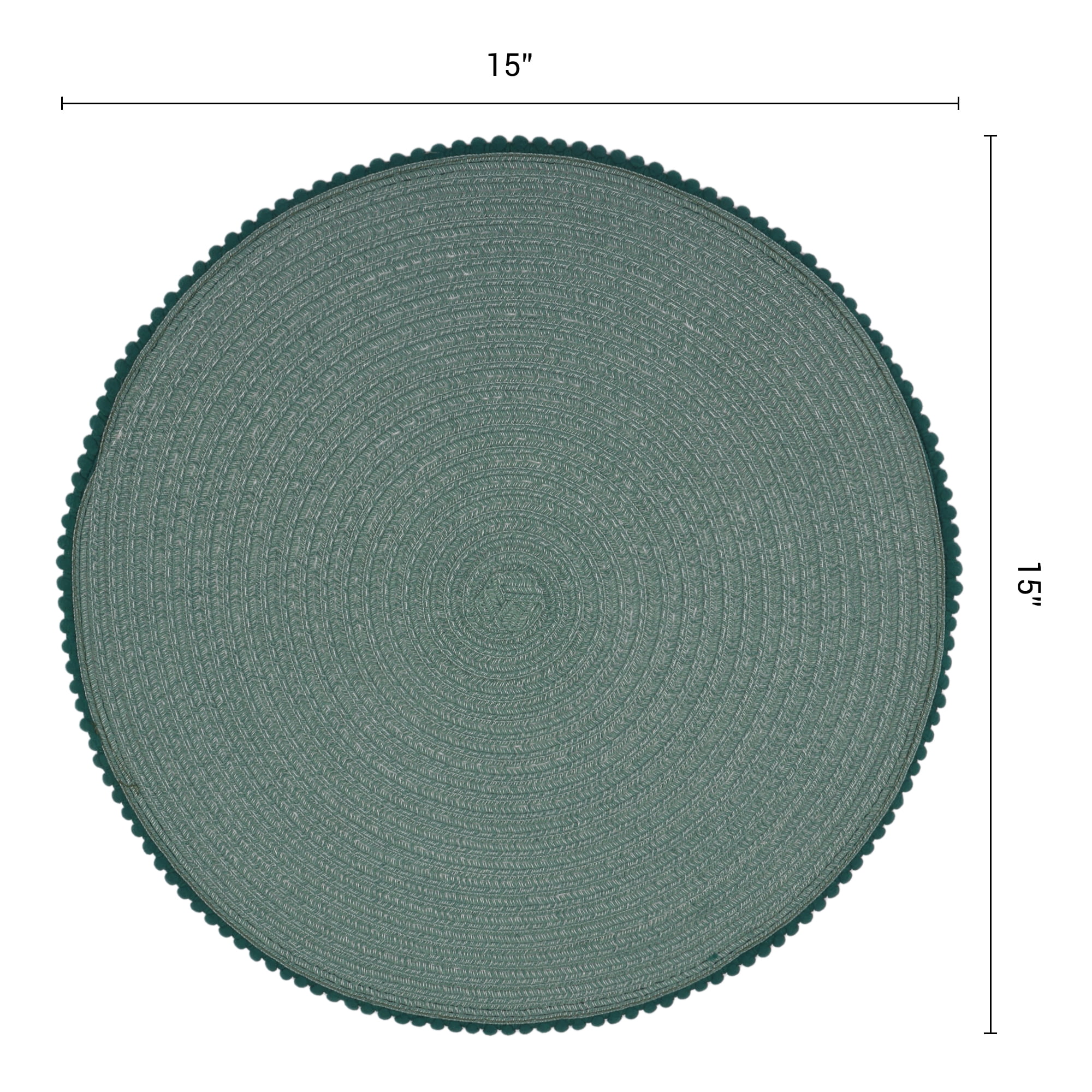Unique Bargains Rustic Round Placemats 6Pcs Woven Placemats Green 15x15inch