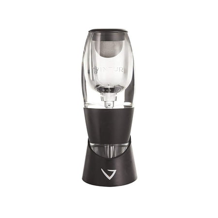 V1010 Essential Red Wine Aerator Pourer and Decanter Includes Base Enhanced Flavors with Smoother Finish, Black, Top rack dishwasher safe By