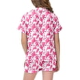 thumbnail image 5 of Afdoent Girls Pajamas Set Halloween Ghost Print Sleepwear Short Sleeve Lapel Top And Shorts Comfy Pajamas Set Casual Loungewear Comfortable Kids Holiday Sleepwear 4-5 Years, 5 of 5