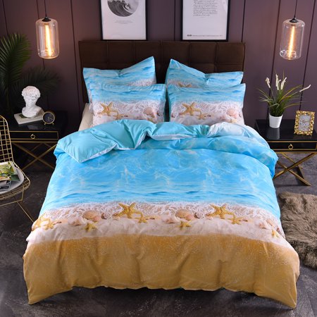 bed bedding starfish pillowcase comfortable pieces soft sheet beach cover