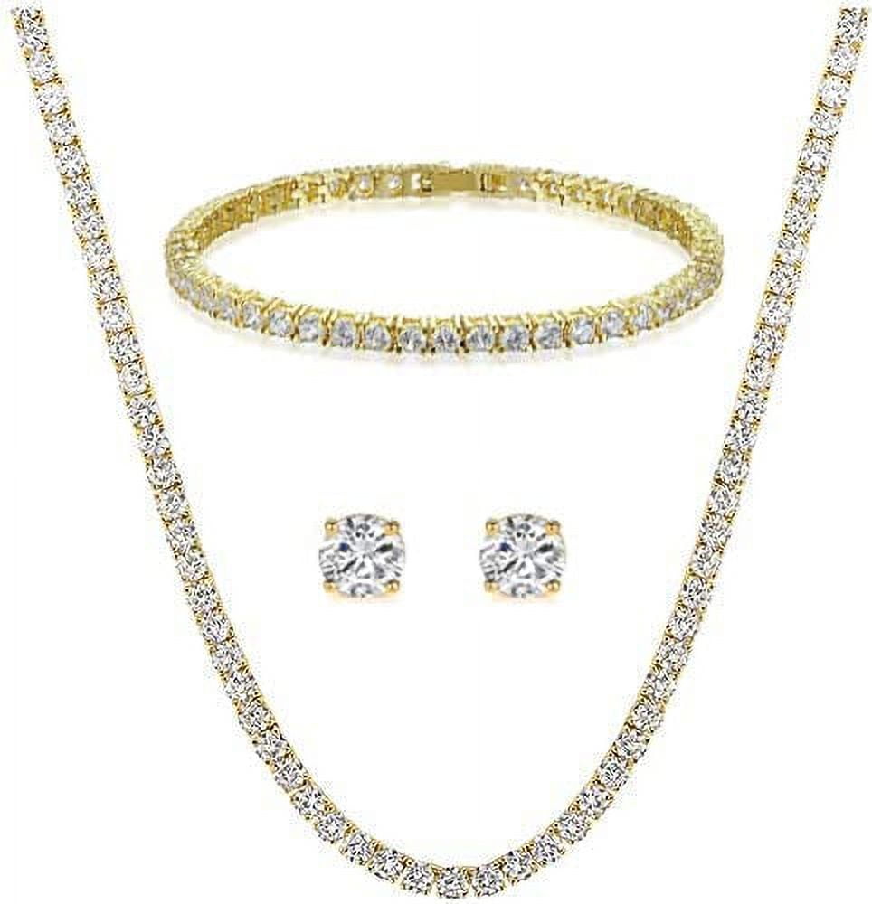 Slay Queen Hip Hop Jewelry Set - Iced Out Tennis Necklace, Bracelet, Earrings & Pendant Bling