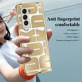 thumbnail image 5 of Dteck Slim Case for Samsung Galaxy Z Fold 5 5G, Shockproof Patterned Hinge Protection Plating Clear Hard PC Back Cover with Screen Protector,Gold, 5 of 7