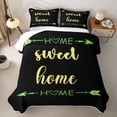 thumbnail image 2 of meiyoeat Rustic Home Sweet Quilt King for Adults Men Women, Arrow Quote King Coverlet Set, Black, 3 Pieces, 2 of 7