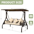 thumbnail image 7 of 3-Seat Patio Porch Swing with Adjustable Hardtop,3 in 1 Convertible Outdoor Porch Swing for Adults,Patio Swing with Thicken Cushion,Pillows & Cup Holders for Porch,Backyard,Garden (Beige), 7 of 7