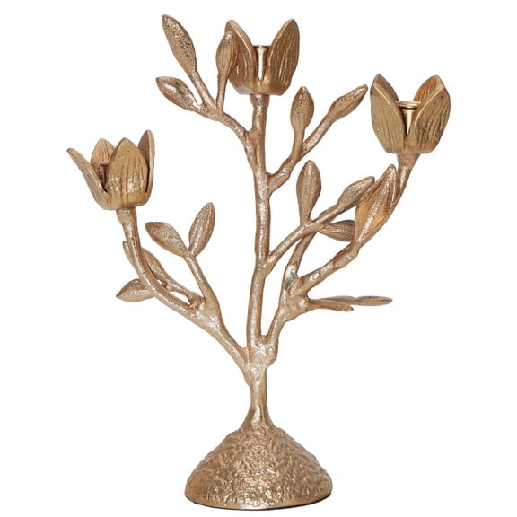 My Texas House Halloween 3-Light Branch Candle Holder, Gold, 12"