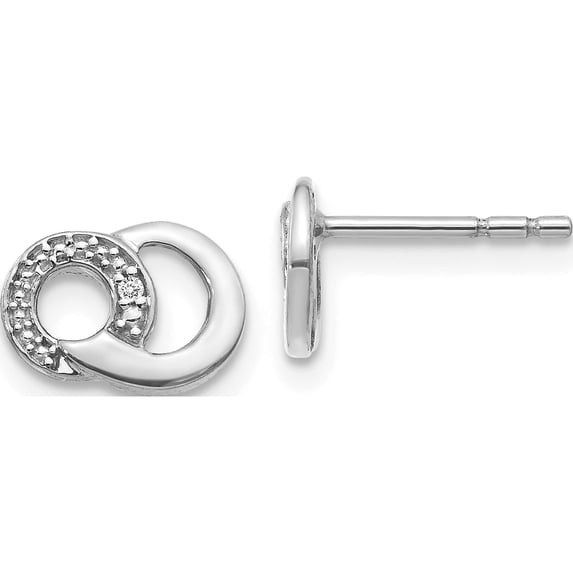 14K White Gold Diamond Circles Post Earrings (6 X 10) Made In India em5501-001-wa